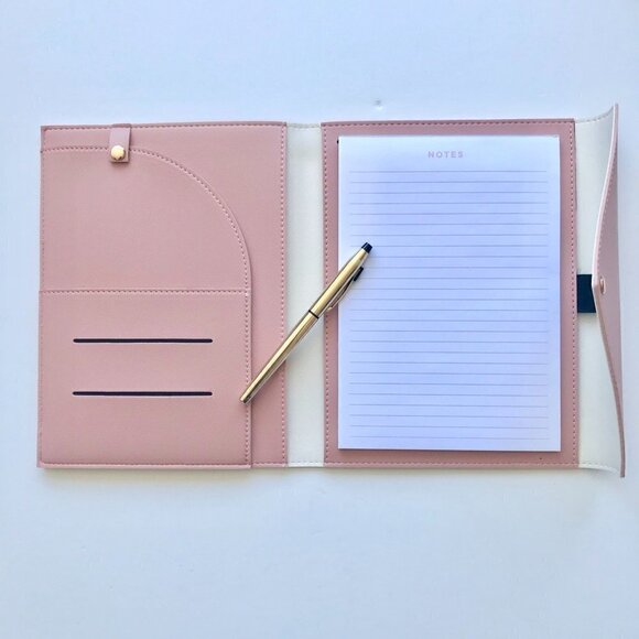 MINISO Shoulder Bag Blue Tote/Pink Portfolio Organizer Vegan Leather, Pen - Picture 11 of 16